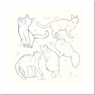 Five cats attitude Posters and Art